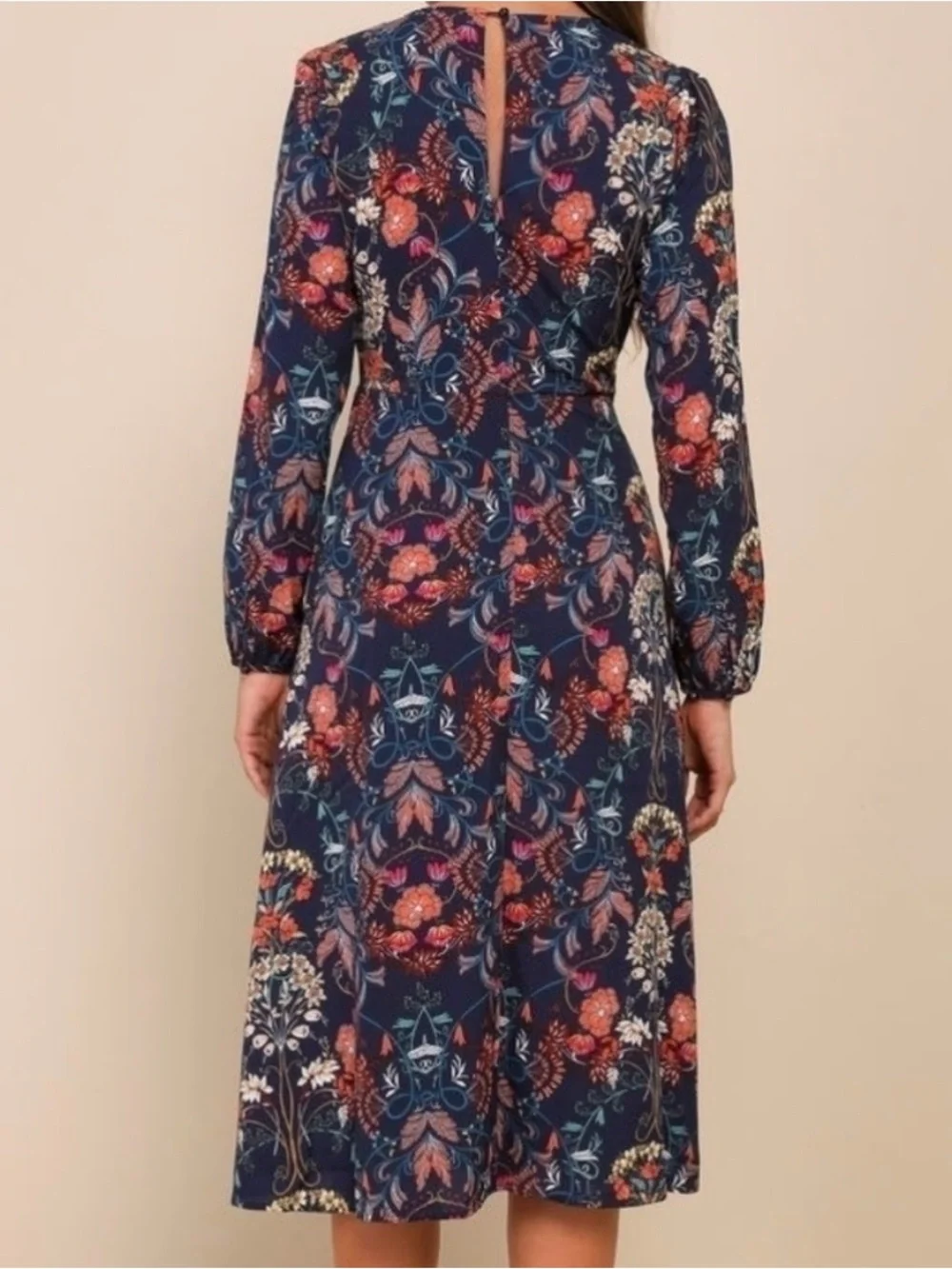 I Madeline Garden Splendor Floral Empire Waist Midi Dress Size Small - Picture 2 of 12